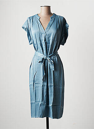 Robe mi-longue manches courtes manches courtes bleu LA FEE MARABOUTEE femme