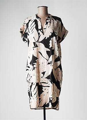 Robe mi-longue imprimé fleurs manches courtes rose LA FEE MARABOUTEE femme