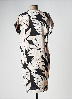 Robe mi-longue imprimé fleurs manches courtes rose LA FEE MARABOUTEE femme
