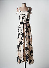 Robe longue imprimé fleurs sans manche beige LA FEE MARABOUTEE femme