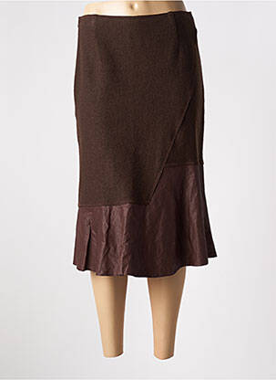 Jupe mi-longue coupe droite évasée sur le bas marron ANIMALE femme