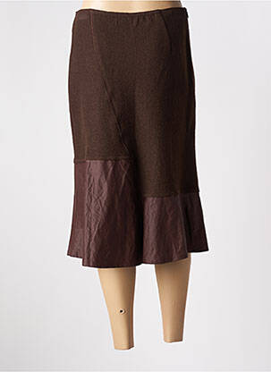 Jupe mi-longue coupe droite évasée sur le bas marron ANIMALE femme