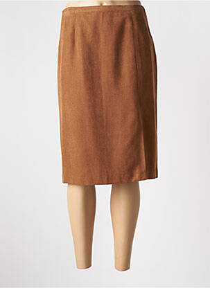 Jupe mi-longue taille à pinces marron ENJOY femme