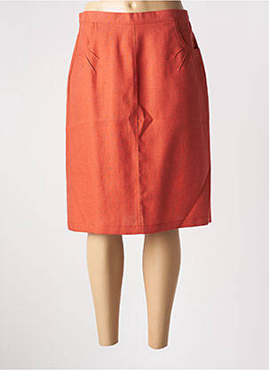 Jupe mi-longue coupe droite orange QUATTRO femme