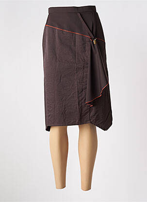 Jupe mi-longue fermeture zippée au dos marron FRED SABATIER femme