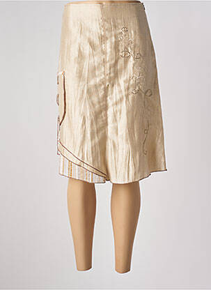 Jupe mi-longue taille à pinces beige QUATTRO femme