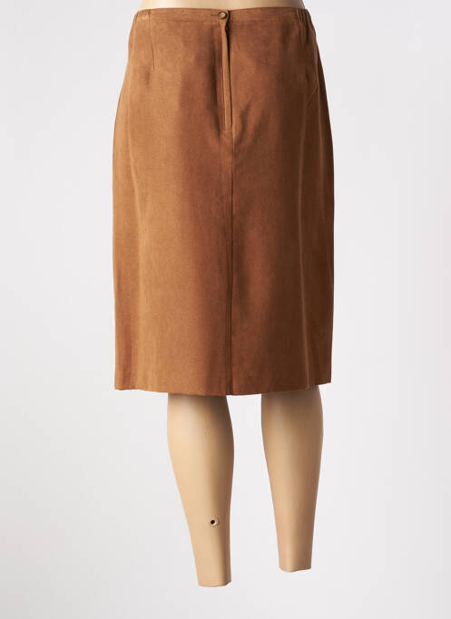 Jupe mi-longue taille à pinces marron ENJOY femme