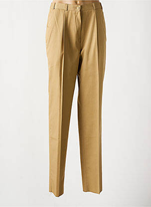Pantalon droit fermeture zippée sous rabat boutonné beige ENZO CAPITANI femme