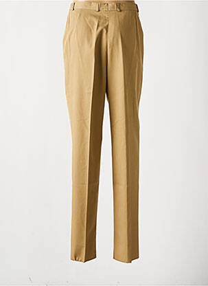 Pantalon droit fermeture zippée sous rabat boutonné beige ENZO CAPITANI femme