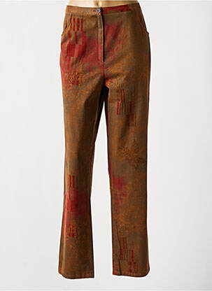 Pantalon droit fermeture zippée sous rabat boutonné marron FRANCE RIVOIRE femme