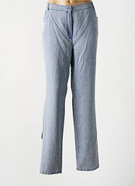 Pantalon droit fermeture zippée sous rabat boutonné bleu QUATTRO femme