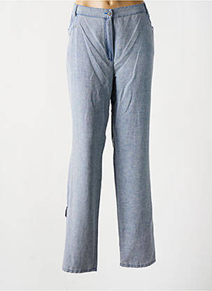 Pantalon droit fermeture zippée sous rabat boutonné bleu QUATTRO femme