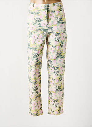 Pantalon droit fermeture zippée sous rabat boutonné vert MISS WEAR femme