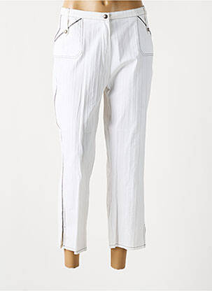Pantalon 7/8 fermeture zippée sous rabat boutonné blanc QUATTRO femme