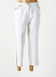 Pantalon 7/8 fermeture zippée sous rabat boutonné blanc QUATTRO femme