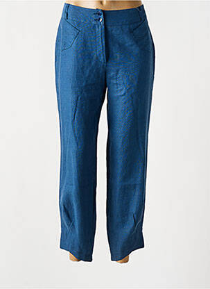 Pantalon 7/8 fermeture zippée sous rabat boutonné bleu QUATTRO femme