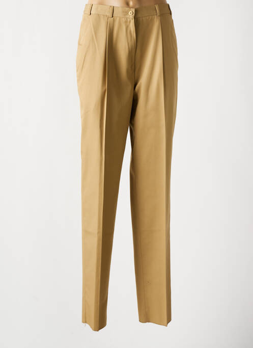 Pantalon droit fermeture zippée sous rabat boutonné beige ENZO CAPITANI femme