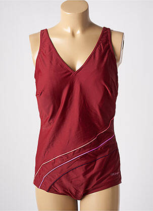 Maillot de bain 1 pièce effet matière satinée haut soutien-gorge moulé rouge OCEAN femme