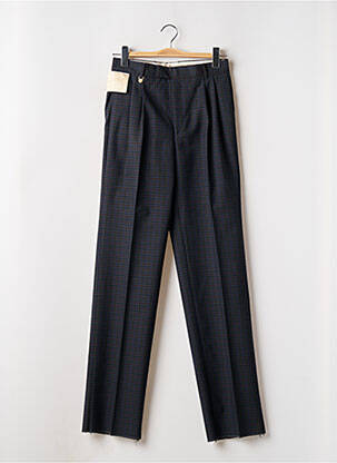 Pantalon droit fermeture zippée sous rabat avec crochet taille normale bleu TED LAPIDUS homme