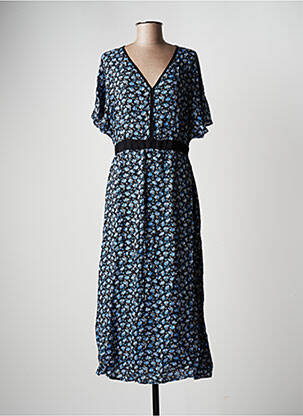 Robe longue manches courtes manches courtes bleu LA FEE MARABOUTEE femme