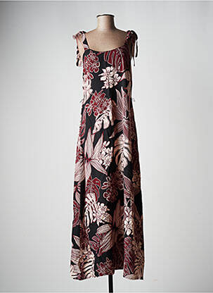 Robe longue imprimé fleurs sans manche noir LA FEE MARABOUTEE femme