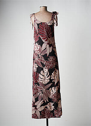 Robe longue imprimé fleurs sans manche noir LA FEE MARABOUTEE femme