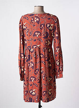 Robe mi-longue imprimé fantaisie manches longues orange KING LOUIE femme