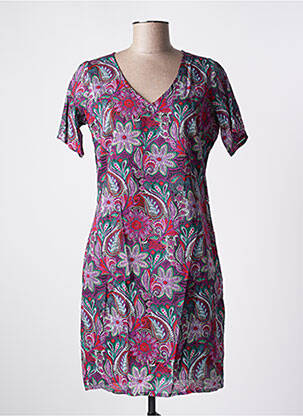 Robe mi-longue manches courtes manches courtes violet LA FIANCÉE femme