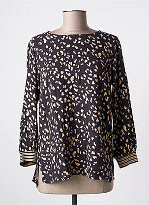 Blouse tissage popeline manches 3/4 noir GARCIA femme
