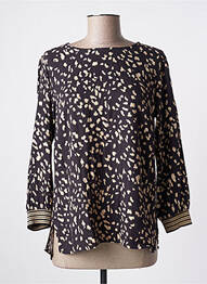 Blouse fermeture boutonnée au dos manches 3/4 noir GARCIA femme