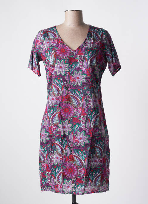 Robe mi-longue manches courtes manches courtes violet LA FIANCÉE femme