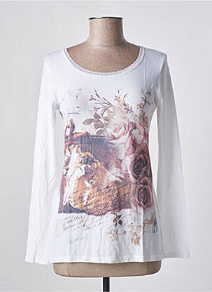 Top tissage jersey manches longues blanc ELEONORA AMADEI femme