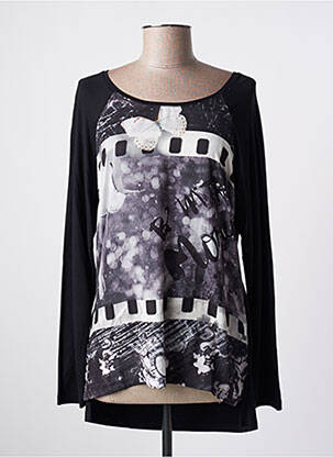 Top imprimé fantaisie manches longues noir VOODOO femme