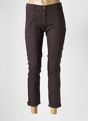 Pantalon 7/8 stretch taille normale marron ELEONORA AMADEI femme