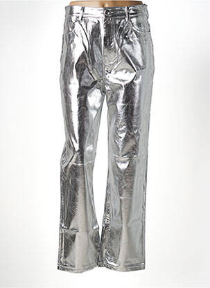 Pantalon droit taille haute taille haute argent DAPHNEA femme