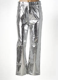 Pantalon droit taille haute taille haute argent DAPHNEA femme