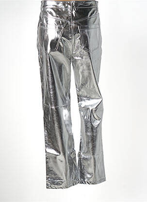 Pantalon droit taille haute taille haute argent DAPHNEA femme