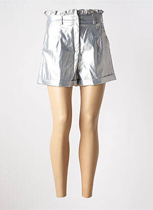 Short tissage simili-cuir taille haute argent ATELIER EVÈNE femme