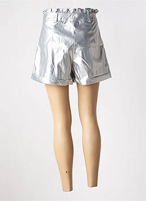 Short tissage simili-cuir taille haute argent ATELIER EVÈNE femme