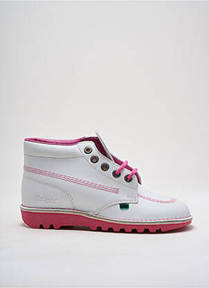 Baskets matière lisse talon plat jusqu'à 3cm blanc KICKERS femme