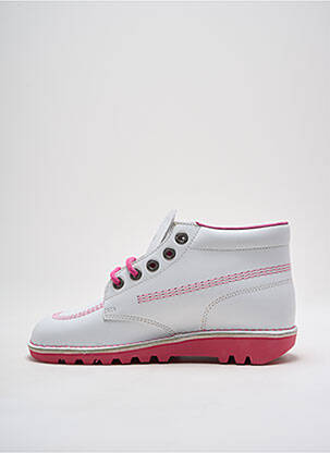 Baskets matière lisse talon plat jusqu'à 3cm blanc KICKERS femme