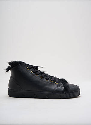 Baskets matière lisse talon plat jusqu'à 3cm noir SPRING COURT femme