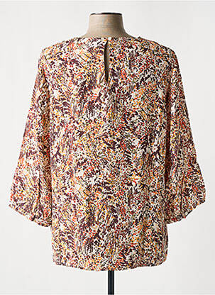 Blouse fermeture boutonnée au dos manches 3/4 marron JULIE GUERLANDE femme