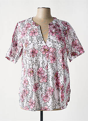Blouse tissage popeline manches courtes rose CISO femme
