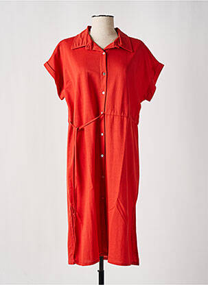 Robe mi-longue tissage crêpe manches courtes orange WNT COLLECTION femme