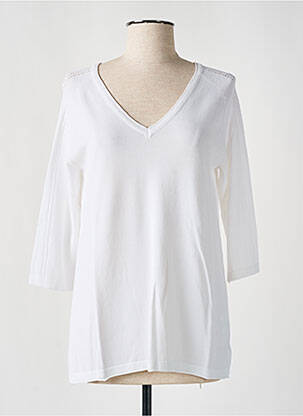 Pull coupe cintrée manches 3/4 blanc SCORZZO femme