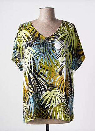 Blouse col v manches courtes vert CISO femme