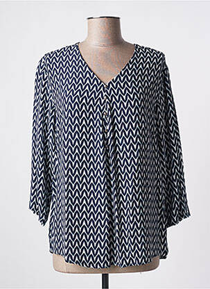 Blouse imprimé fantaisie manches 3/4 bleu CISO femme