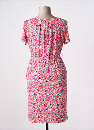 Robe mi-longue imprimé fantaisie manches courtes rose JULIE GUERLANDE femme