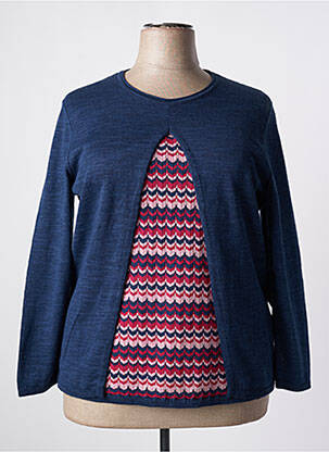 Pull tissage chiné manches longues bleu ELEANE femme